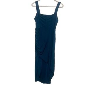NWT Cider Rouched Asymmetrical Bodycon Green/Blue Dress Size Large
